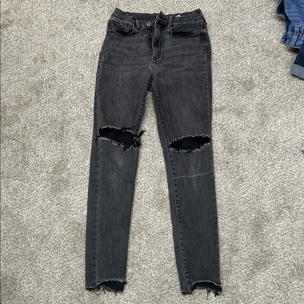 Old Navy Charcoal Distressed Skinny Jeans